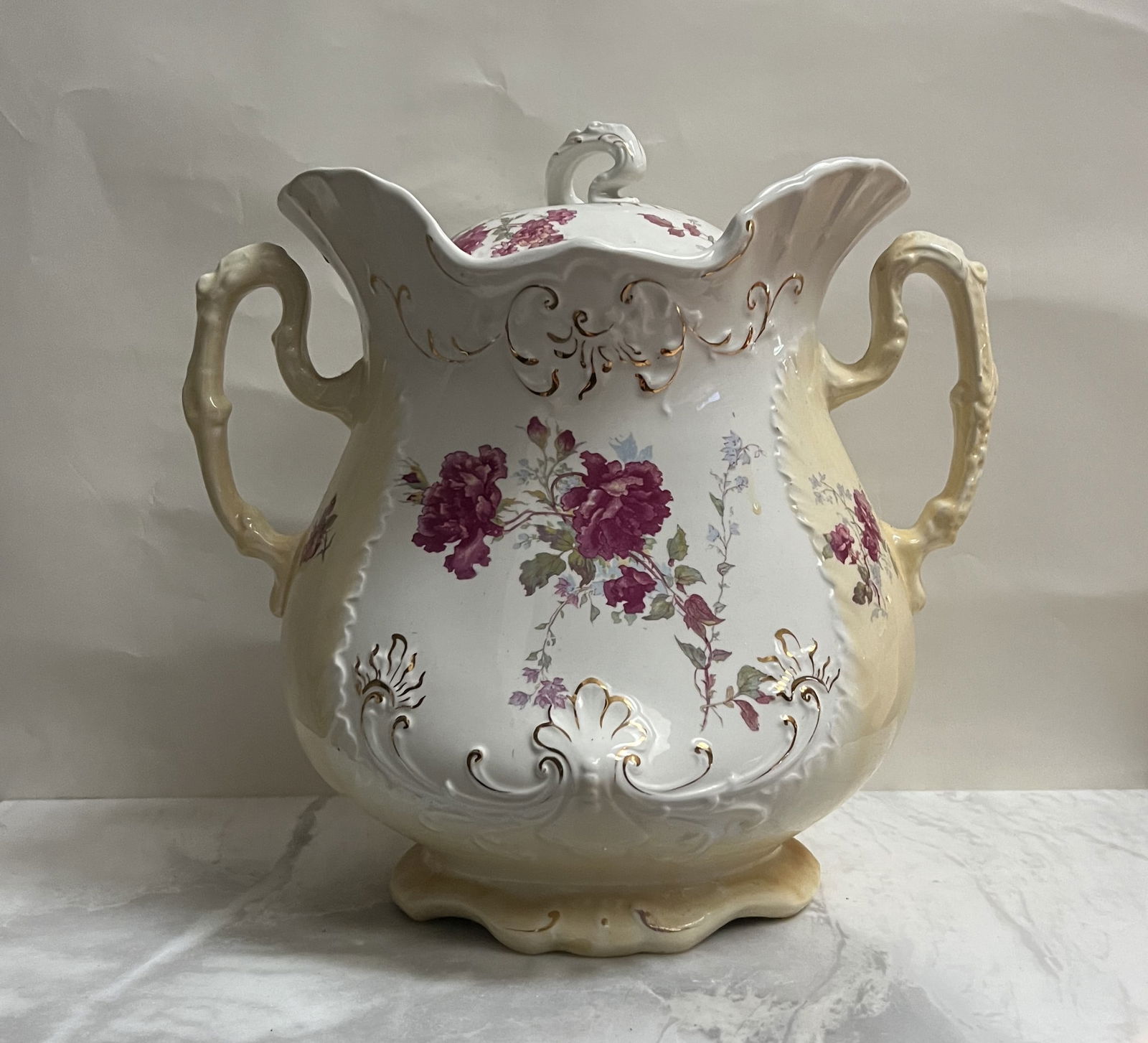 Oversized Victorian Lidded Jar - 13x13 - Royal Semi-Porcelain Johnson Bros England (1 of 3)