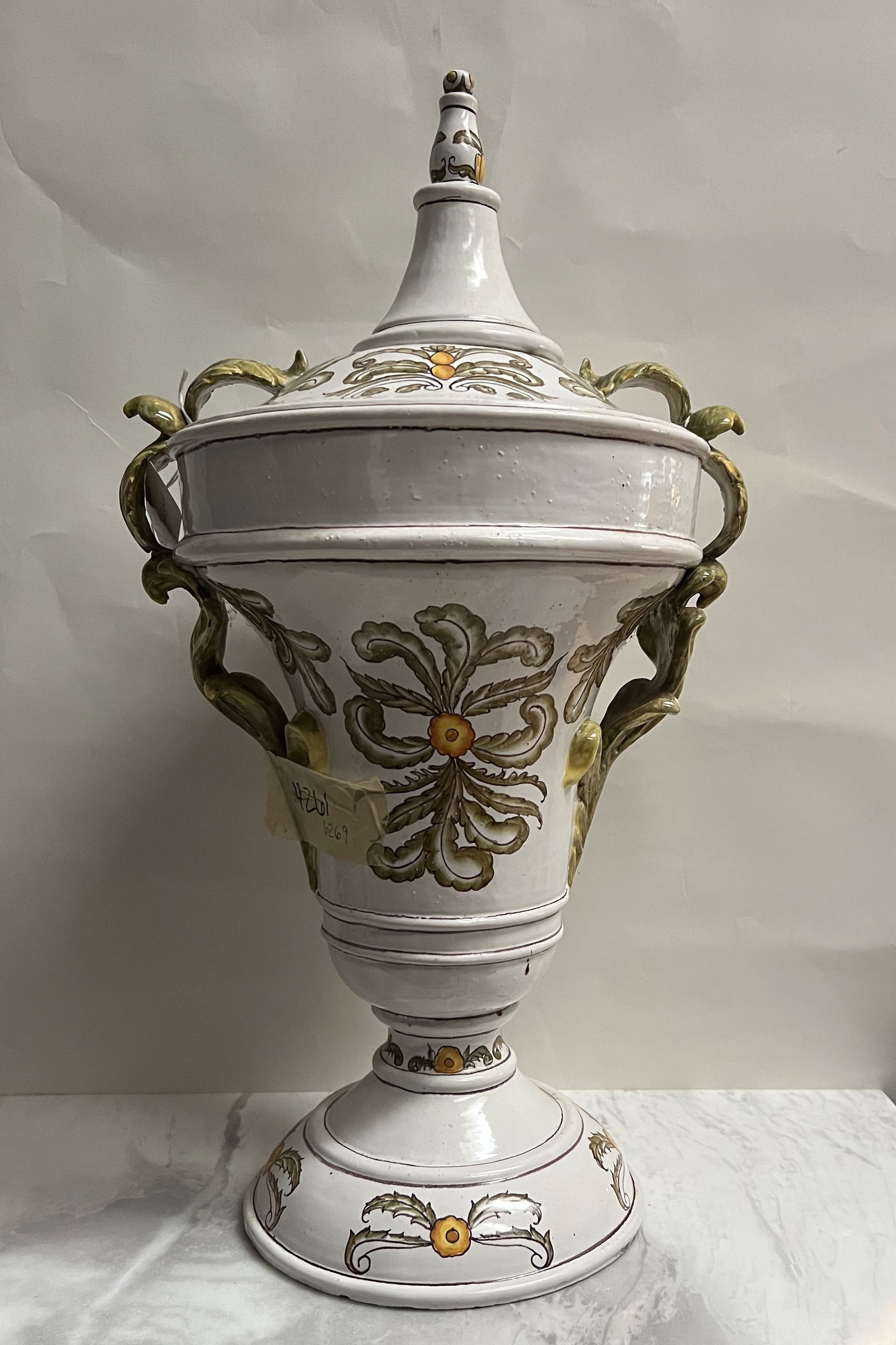 Vintage Italian Majolica Covered Urn - Meiselman Imports - Hand-Painted Ceramic (1 of 3)