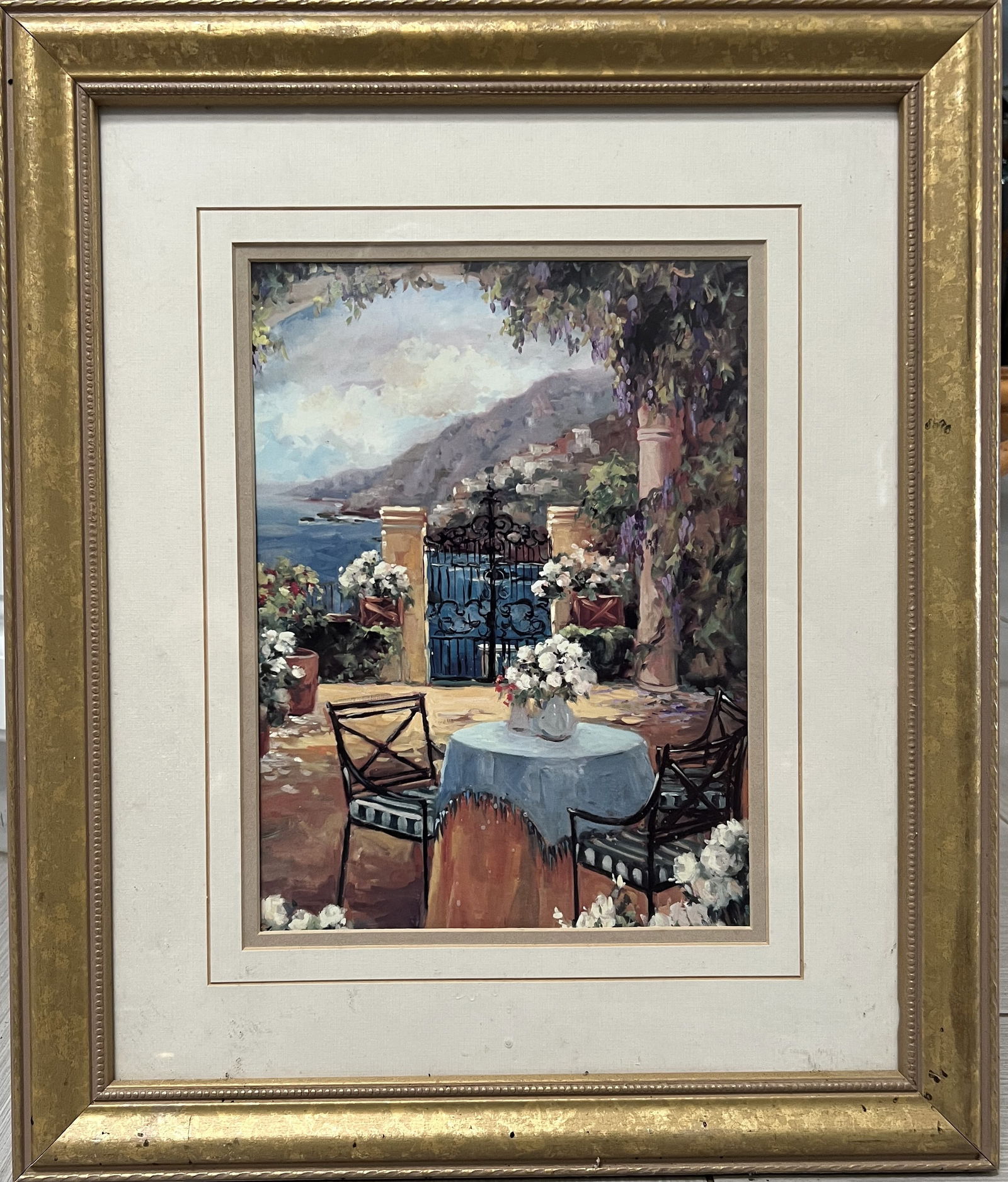 Vintage 1999 Allayn Stevens Impressionist Print - Gold Gilt Frame - 17x20 (1 of 1)