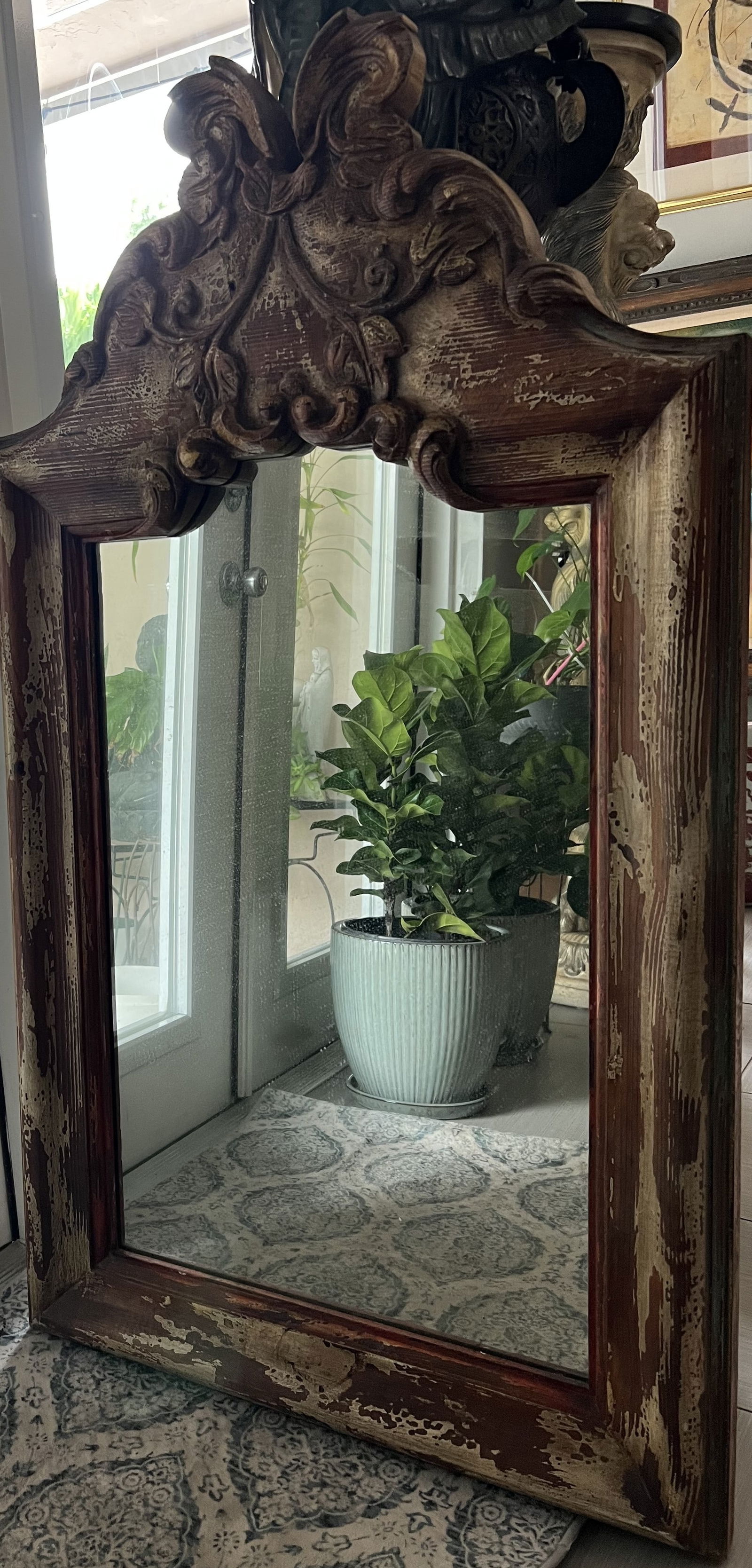 Monumental Adam Style Giltwood Mirror - 45" Tall - Neoclassical Urn & Foliage (1 of 3)