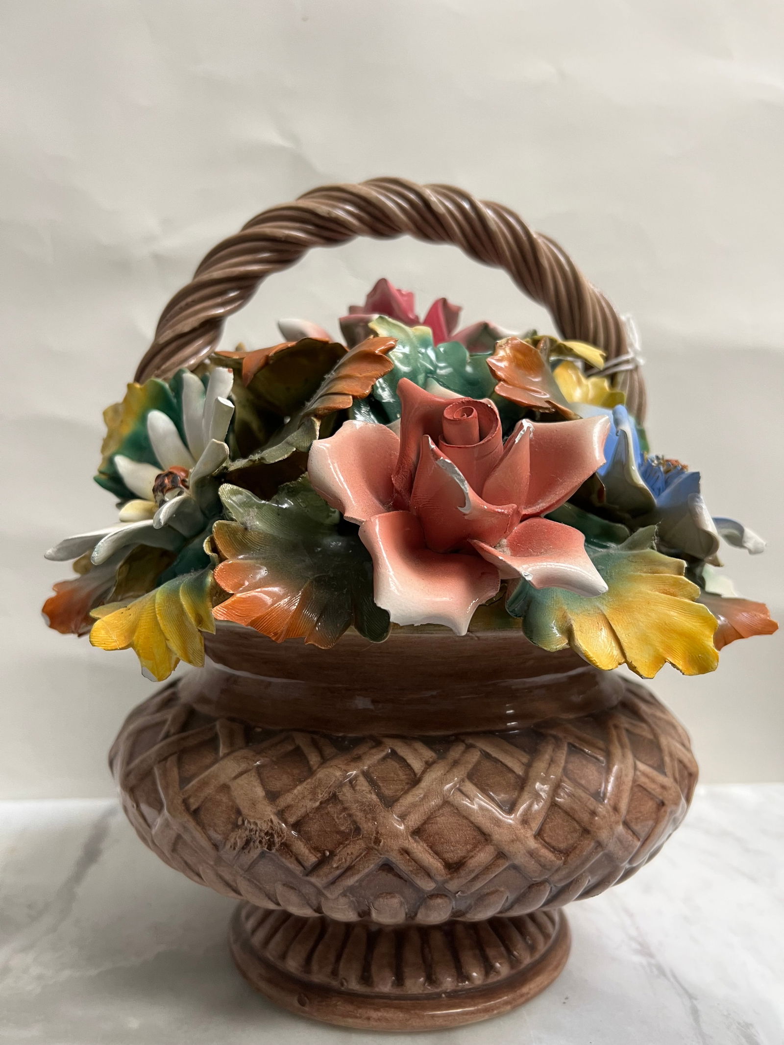 Vintage Italian Majolica Fish Platter - 12" Hand-Painted Figural Plate with Lemons: This vibrant serving piece is a classic of Italian ceramic art, blending functional serveware with decorative sculpture. The platter is shaped like a wide-bodied fish with a scalloped tail and detaile