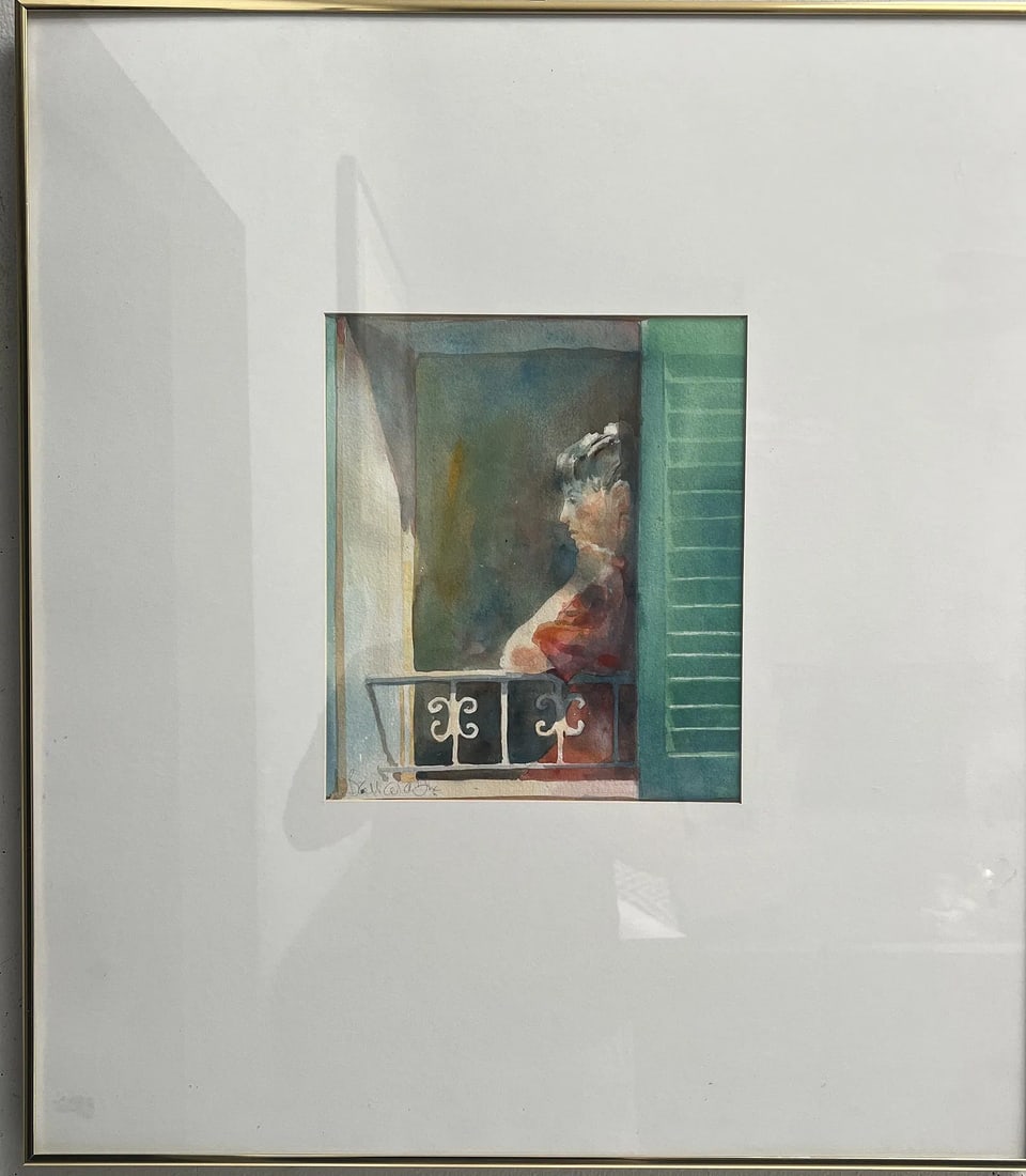 Barbara Dix "Girl at the Window" Water Color on Paper , Florida Artist (1 of 3)