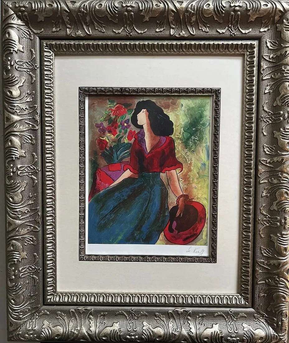 Linda LeKinff "afternoon with Polly II #1" Seriolithograph in Color on Paper COA (1 of 4)