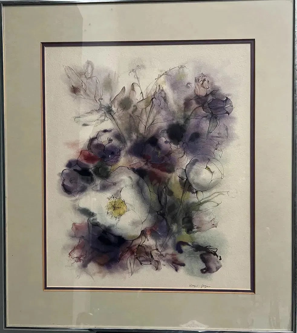 ORIGINAL LILAC FLOWERS WATER COLOR SIGNED BY THE ARTIST (1 of 4)