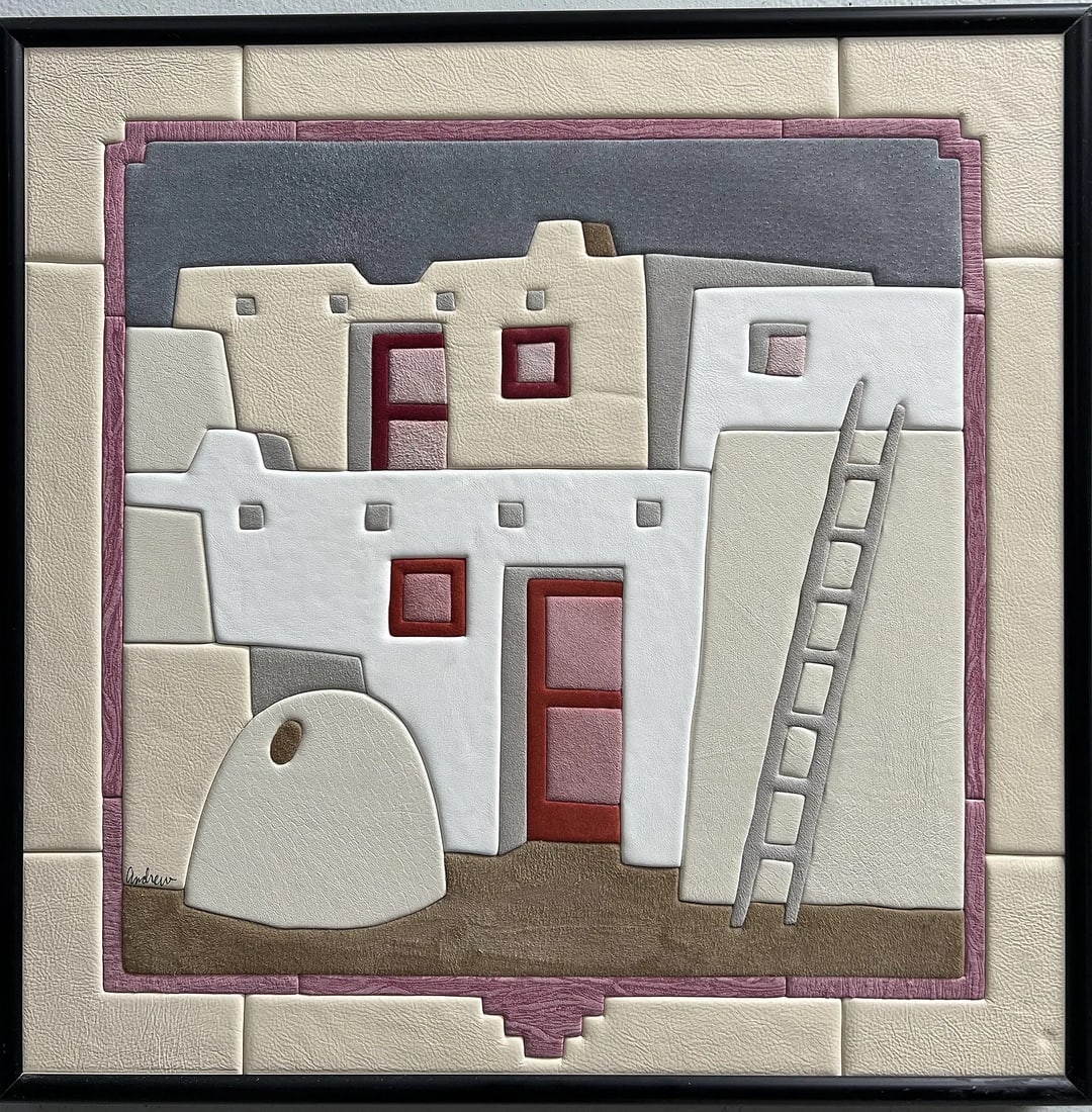 Original One of a Kind Hand Made Genuine Leather Picture by Leather Art Gallery w COA: This product is a genuine leather picture handcrafted by Leather Art Gallery artist Andrew. The large size of 20 x 20 inches and contemporary style make it a unique and one-of-a-kind (OOAK) piece. Sig