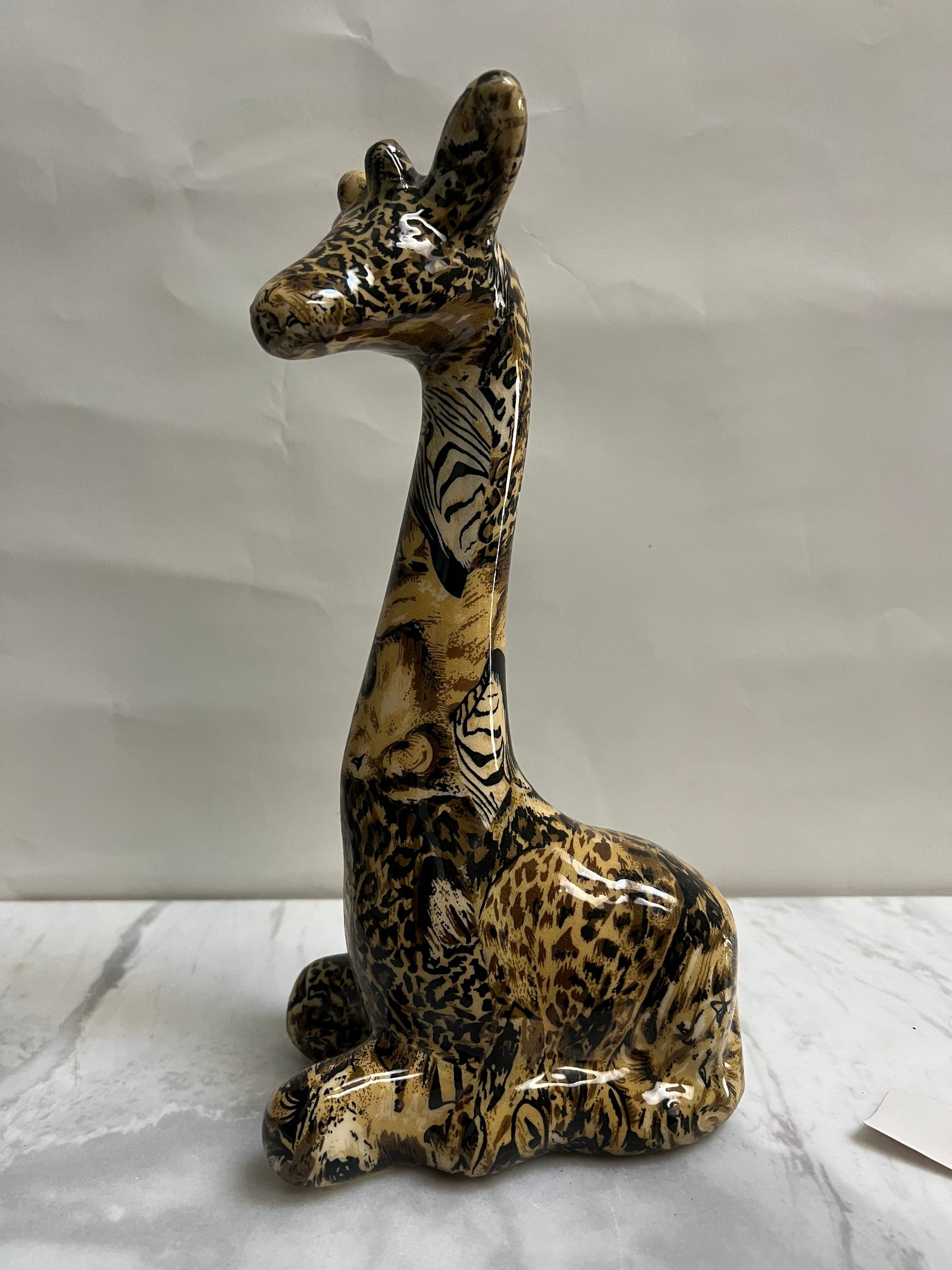 Vintage La Vie Safari Patchwork Sitting Giraffe. 11" T (1 of 4)