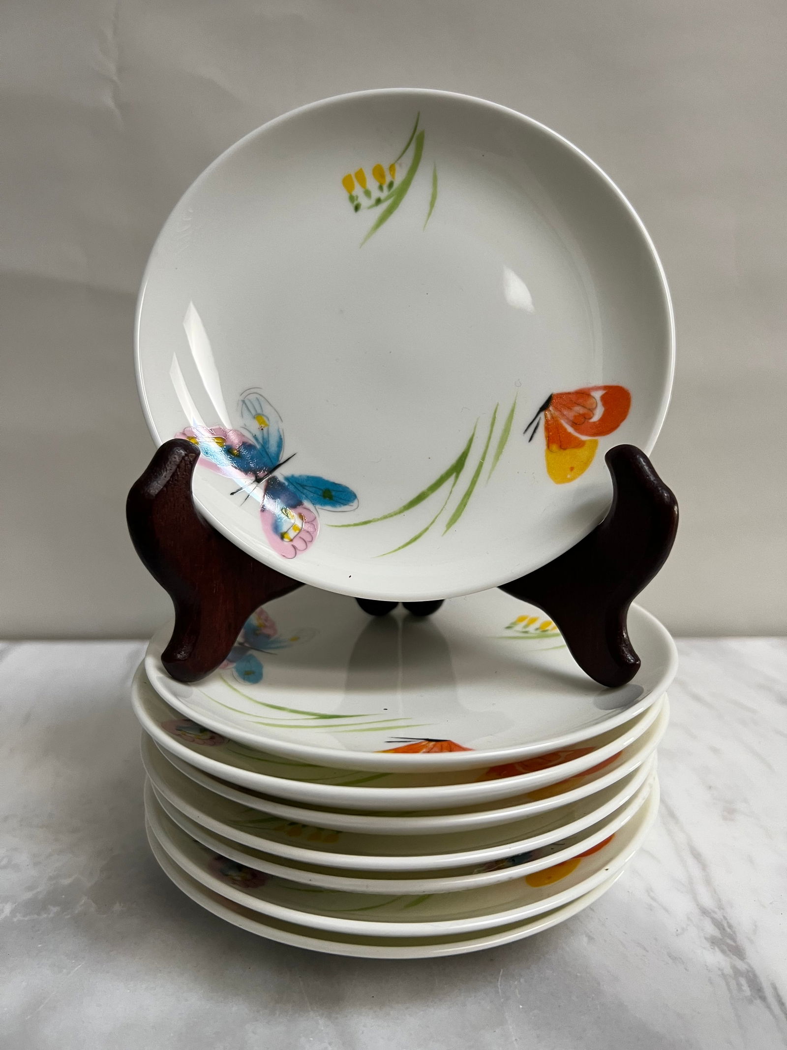 Vera for Mikasa "Mariposa" Bone China 5" Small Plates – Set of 7, Butterfly & Botanical Design by (1 of 2)