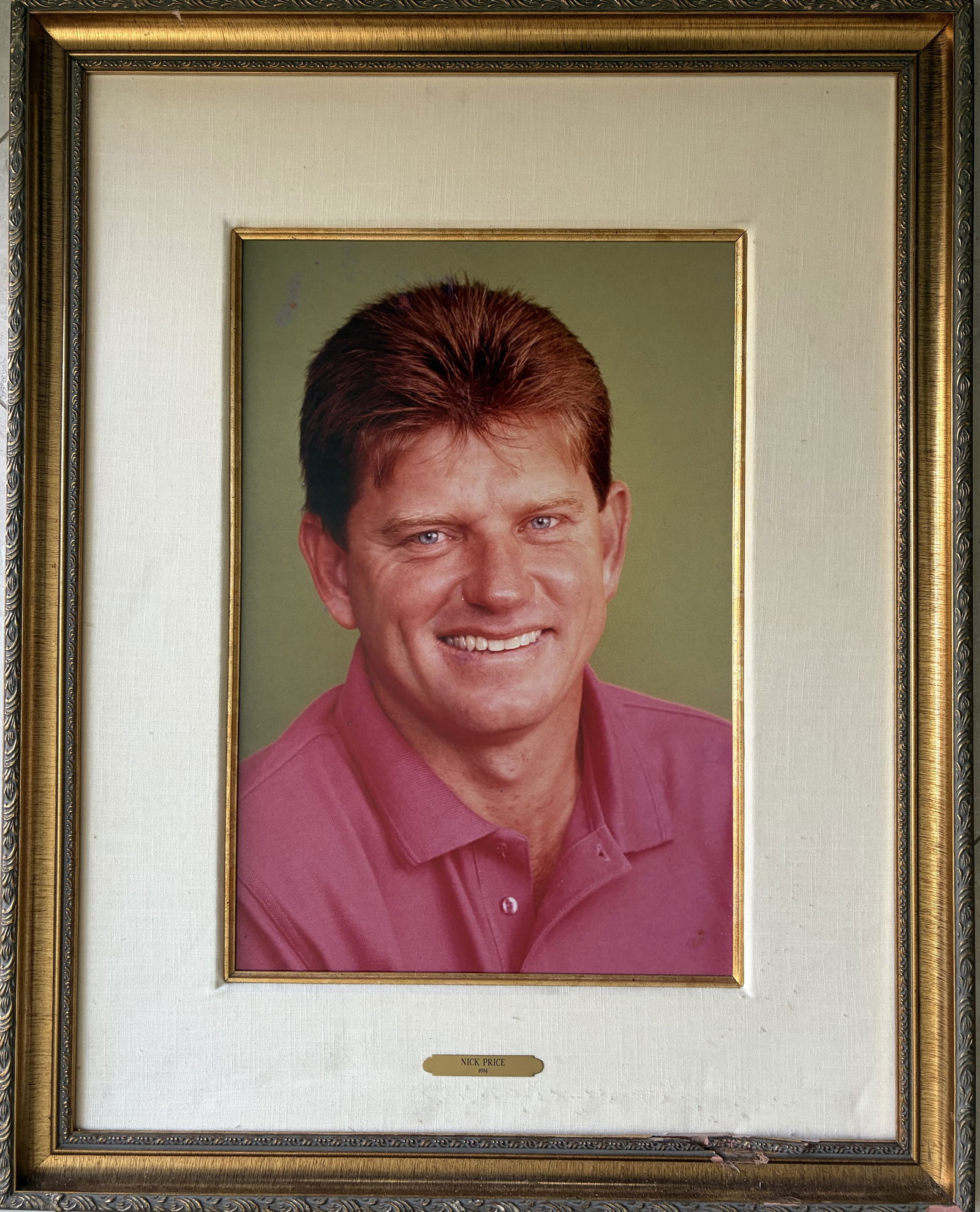 Vintage Framed Nick Price Portrait - 1994 PGA Player of the Year Commemorative Print (1 of 2)