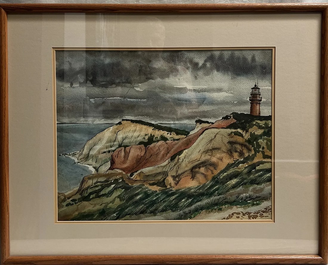 Rebecca S Everett Attributed too "Aquinnah Light" watercolor on paper (1 of 2)