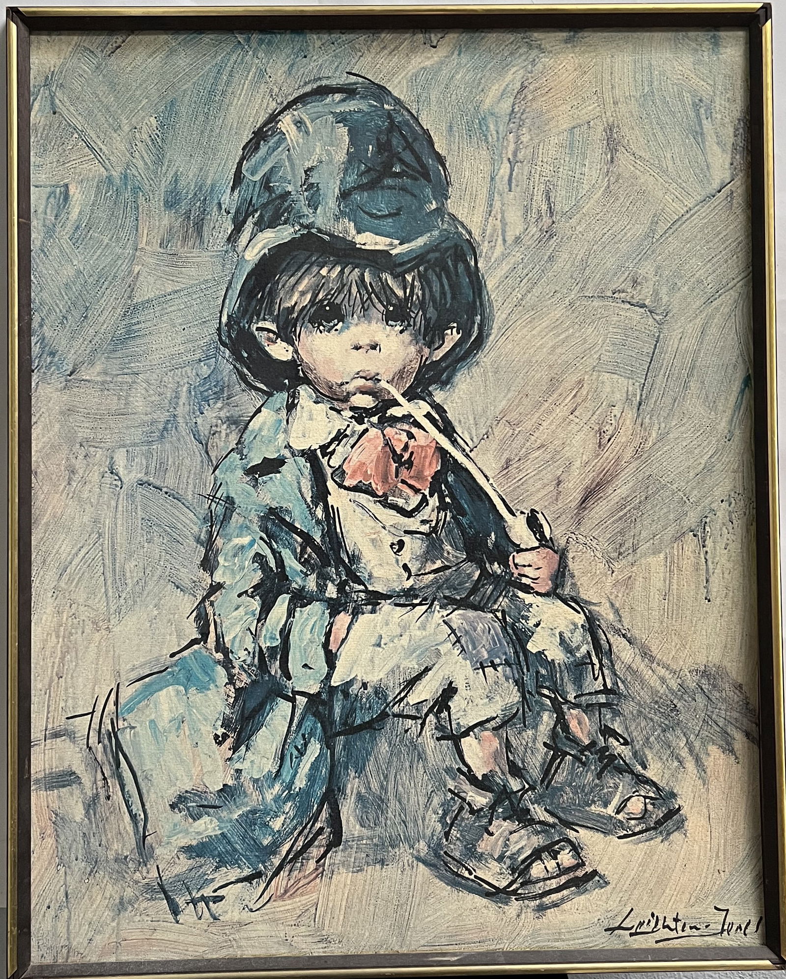 "The Little Aristocrat" – Original Oil Painting by Barry Leighton-Jones: This is a charming original oil painting on canvas by the renowned British artist Barry Leighton-Jones (1932–2011). The work is a classic example of his celebrated "Street Urchin" series, which gain