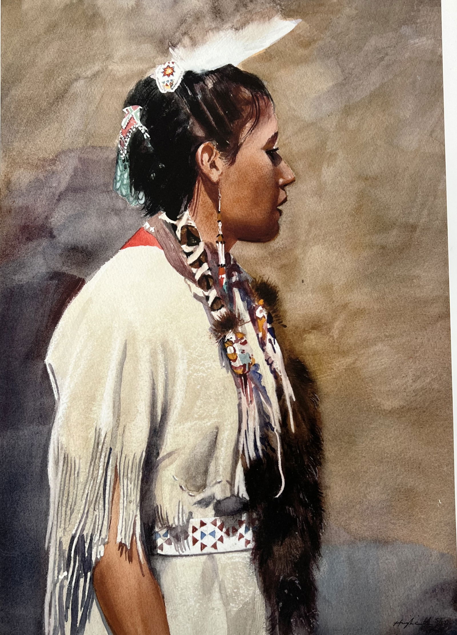 Robert Highsmith (American, b. 1949) Girl with White Feather. Hand Signed COA (1 of 4)