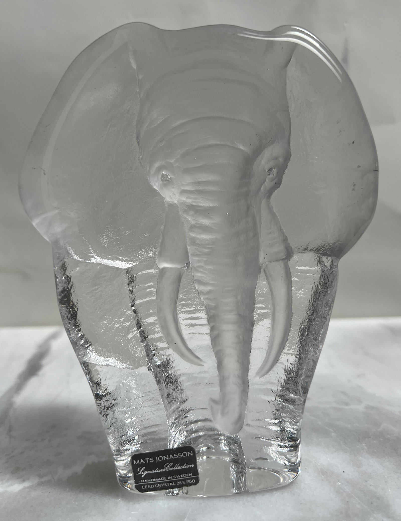 Mats Jonasson Målerås Sweden 6" Crystal Elephant Sculpture - Signature Collection (1 of 2)