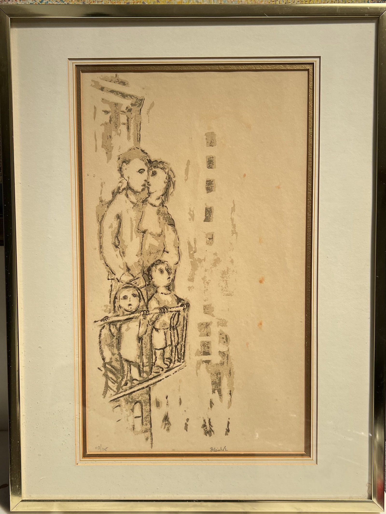 Frank Kleinholz Signed & Numbered Lithograph "Family on Balcony" – Ltd Ed 113/175 (1 of 3)