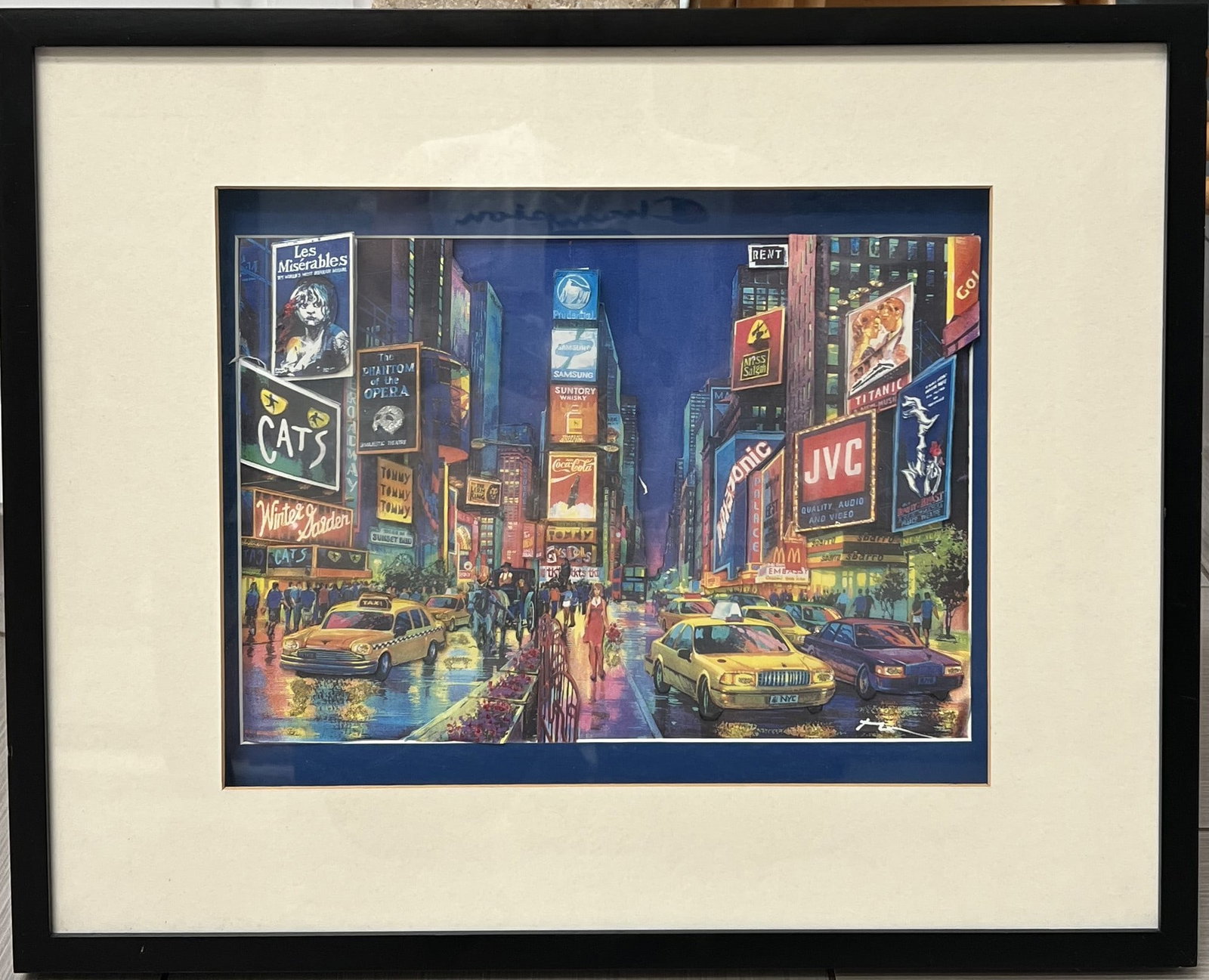 Times Square, New York "Midnight in Times Square": Artist: The signature in the lower right is consistent with Alexander Chen, a renowned artist known for his hyper-detailed cityscapes and 3D layered works.• Medium: 3D Mixed Media / Hand-Cut Pape