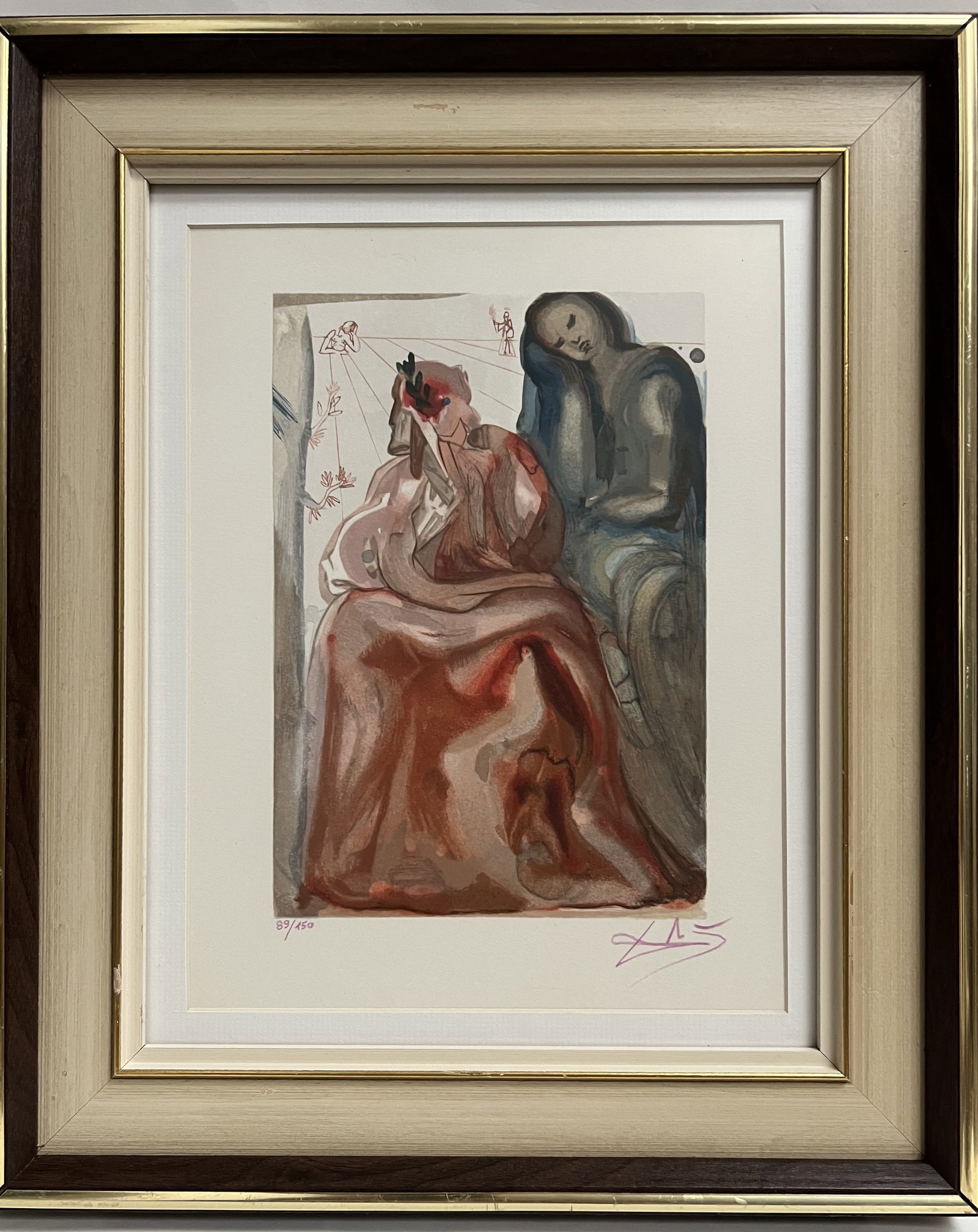 Salvador Dalí "The Slothful" (Purgatory Canto 18) Divine Comedy – Hand-Signed & Numbered Woodcut (1 of 3)