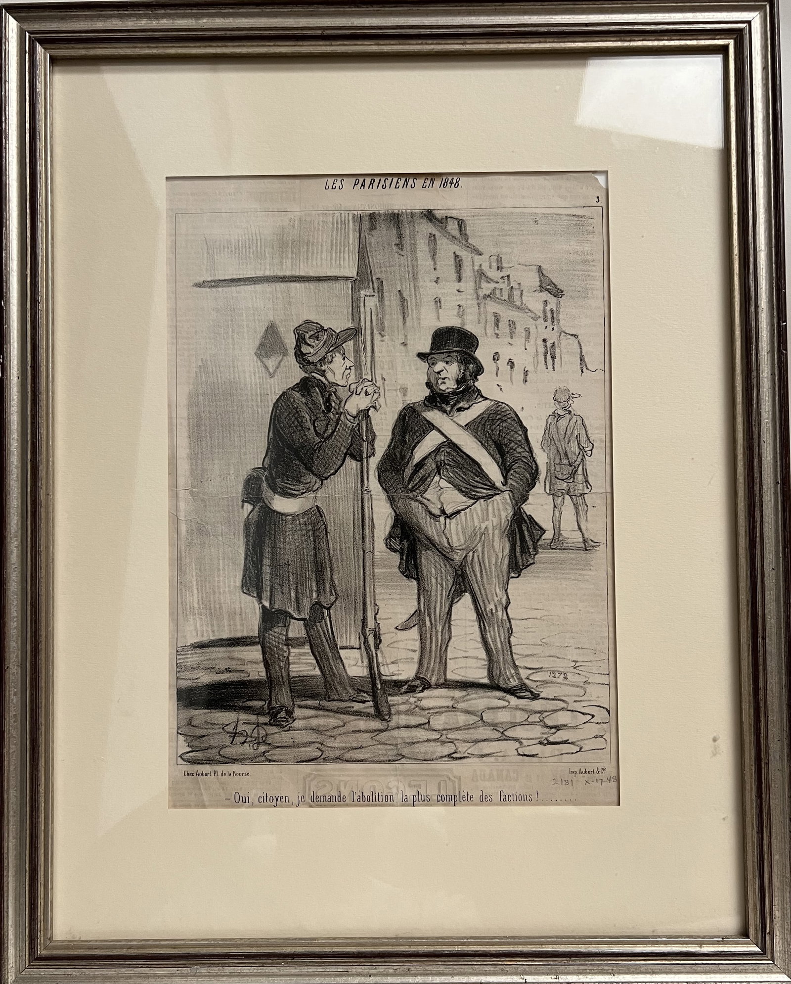 Honoré Daumier "Les Parisiens en 1848" Plate 3 – Original 1848 Lithograph – French Political (1 of 2)
