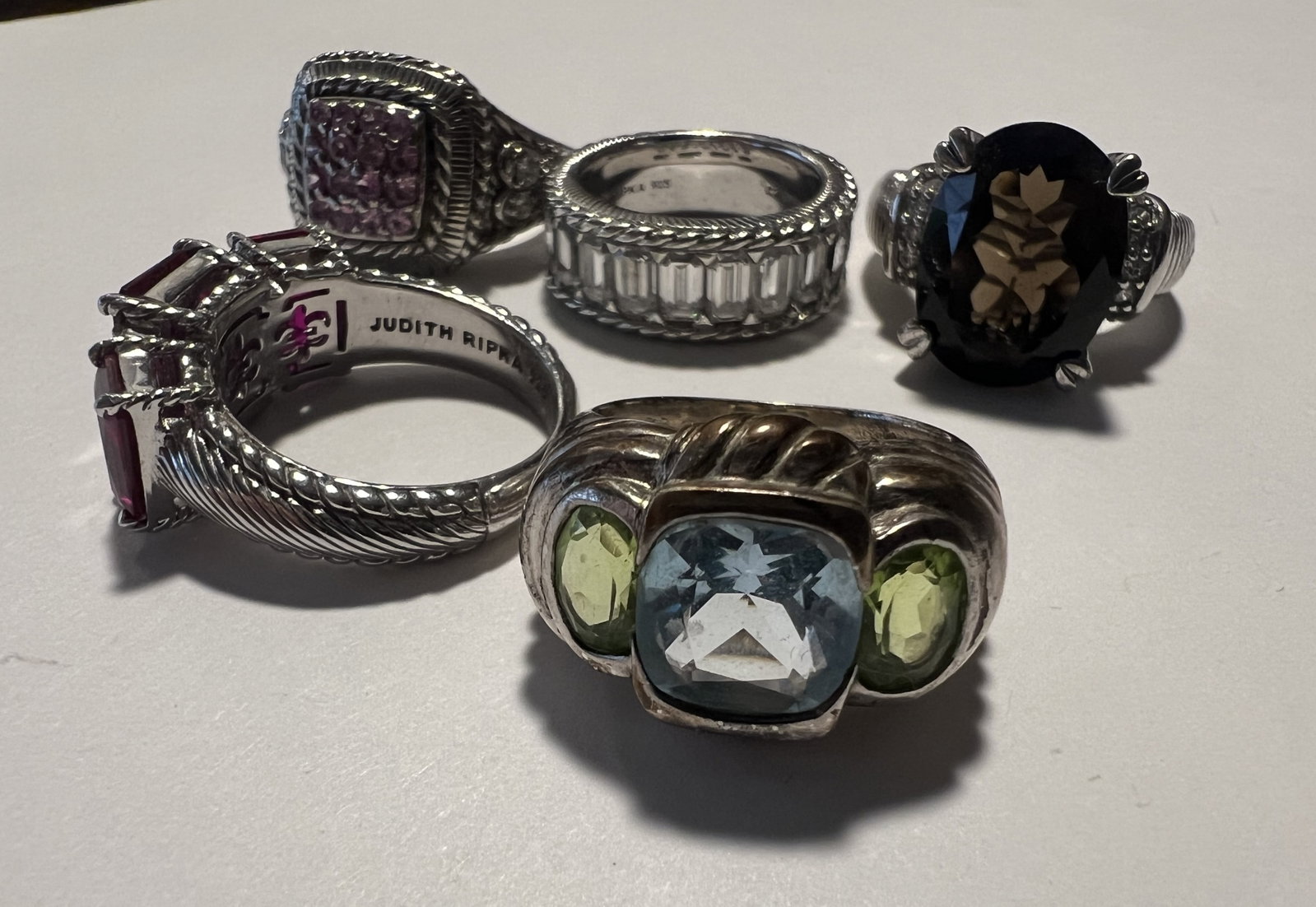 Judith Ripka 925 Sterling Silver Statement Ring Collection - Set of 5 Gemstone & CZ Cocktail Rings (1 of 3)