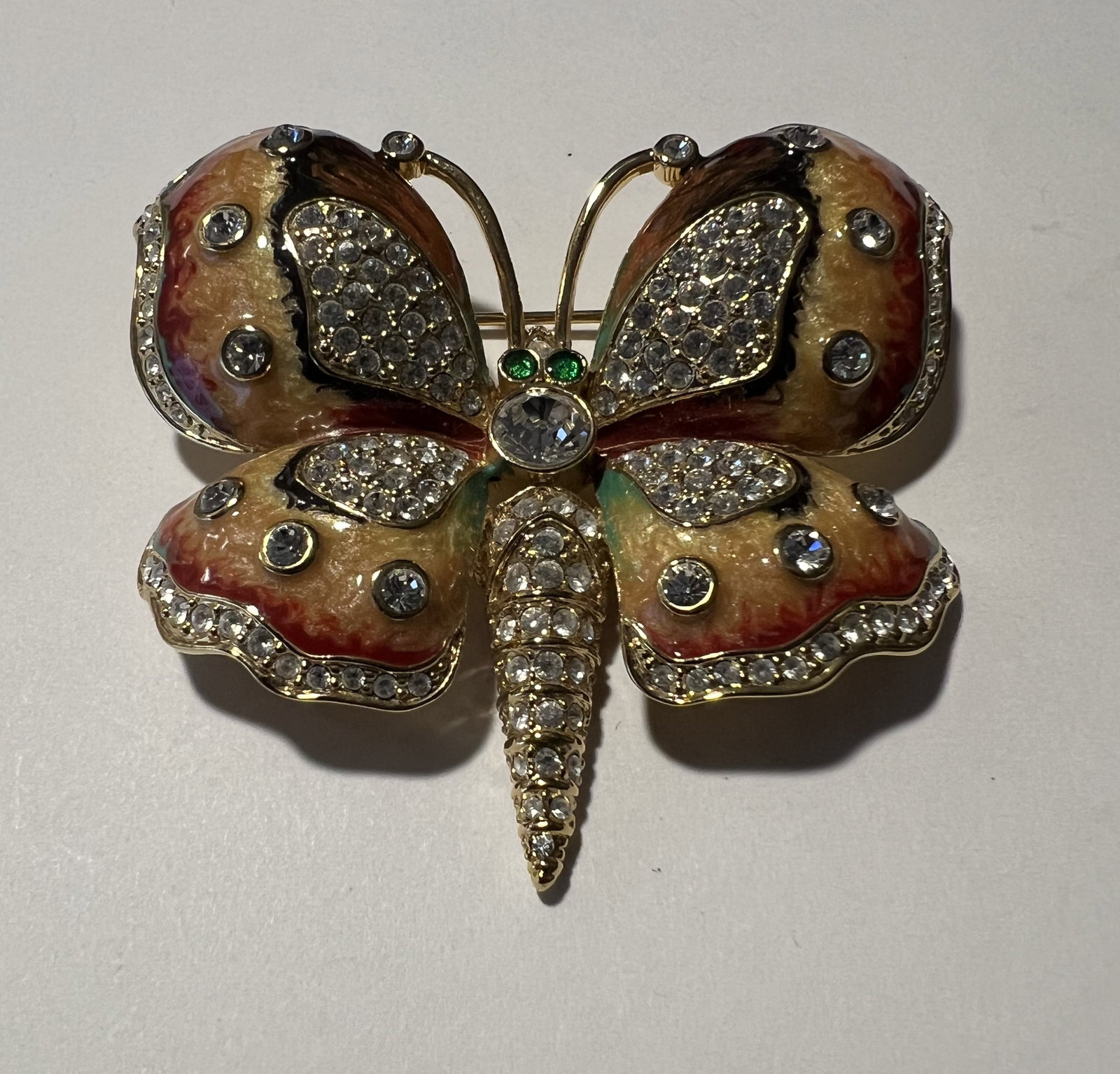 Kenneth Jay Lane KJL Princess Butterfly Enamel Rhinestone Statement Brooch Pin (1 of 3)