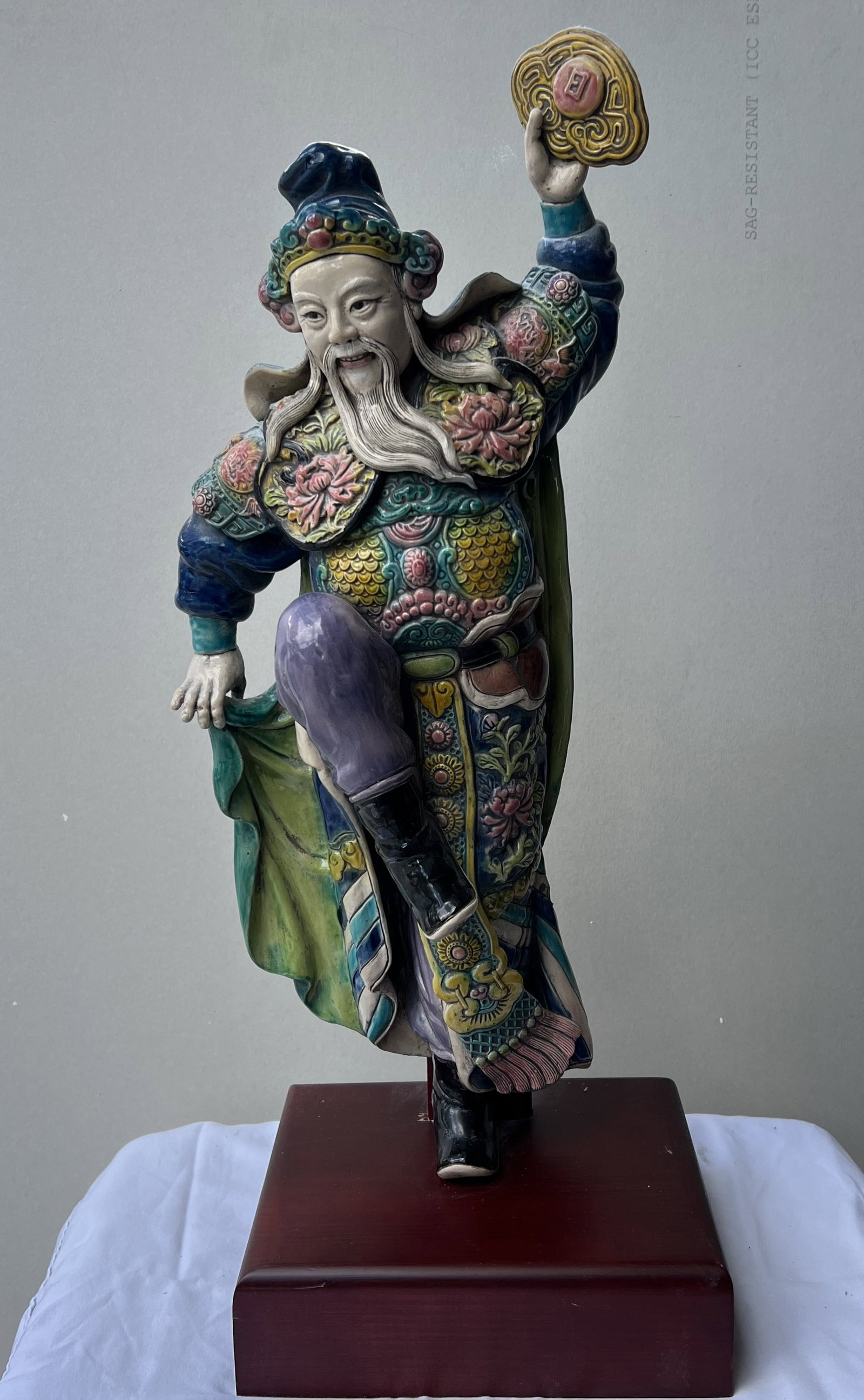 Chinese Shiwan (Shekwan) Pottery Figurine of an Immortal / Warrior (Likely Zhongli Quan) (1 of 6)