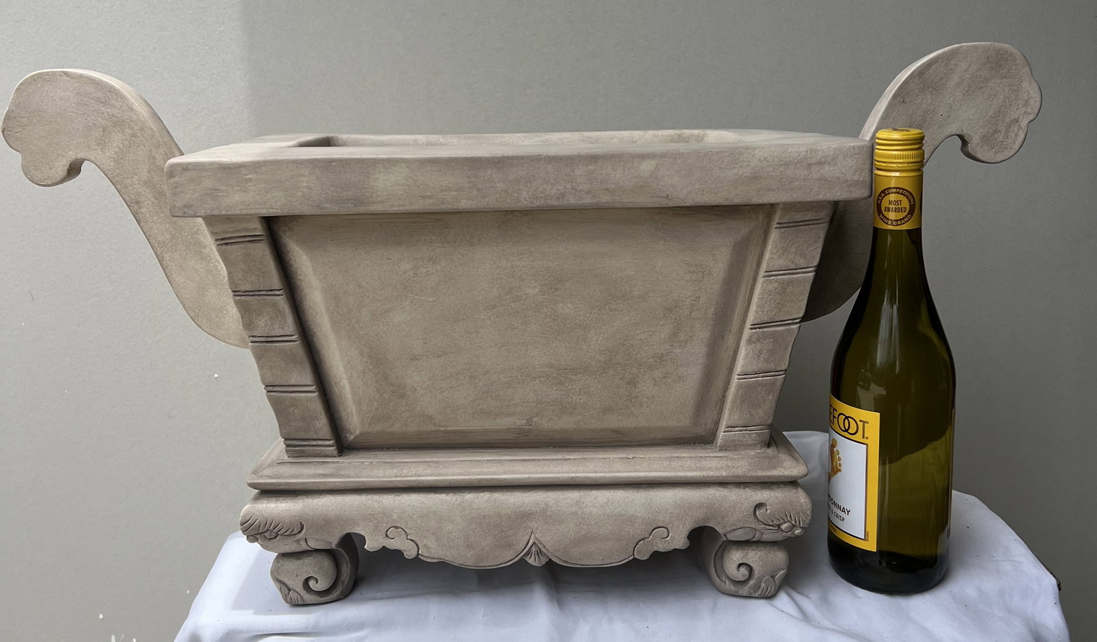 Asian-Style Footed Planter / Jardinière with Scrolled Handles (1 of 2)