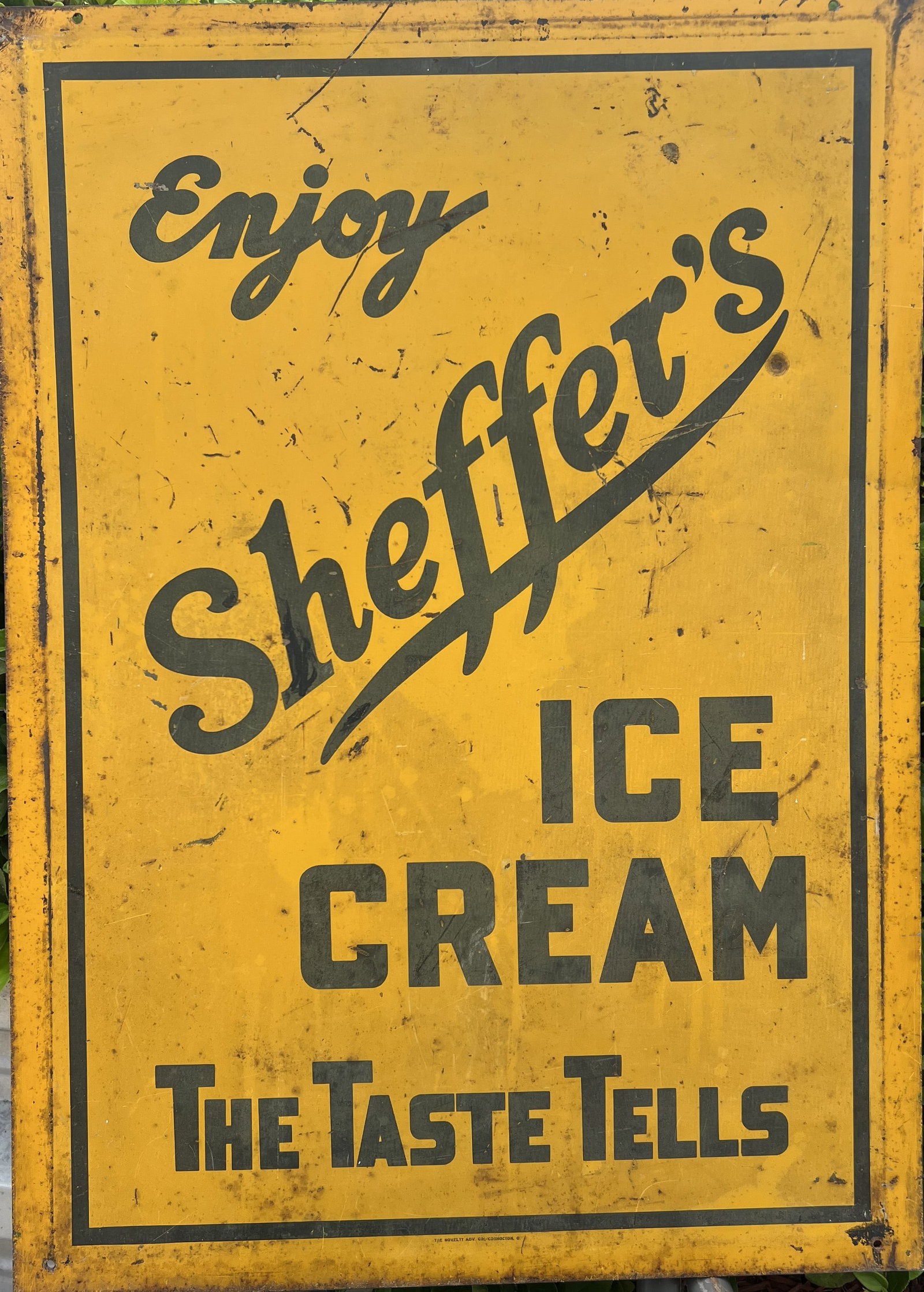 Vintage "Enjoy Sheffer's Ice Cream" Double-Sided Porcelain Sign (1 of 1)