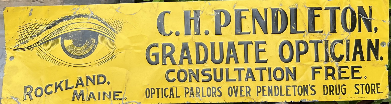 Antique C.H. Pendleton Optician Metal Sign (1 of 1)