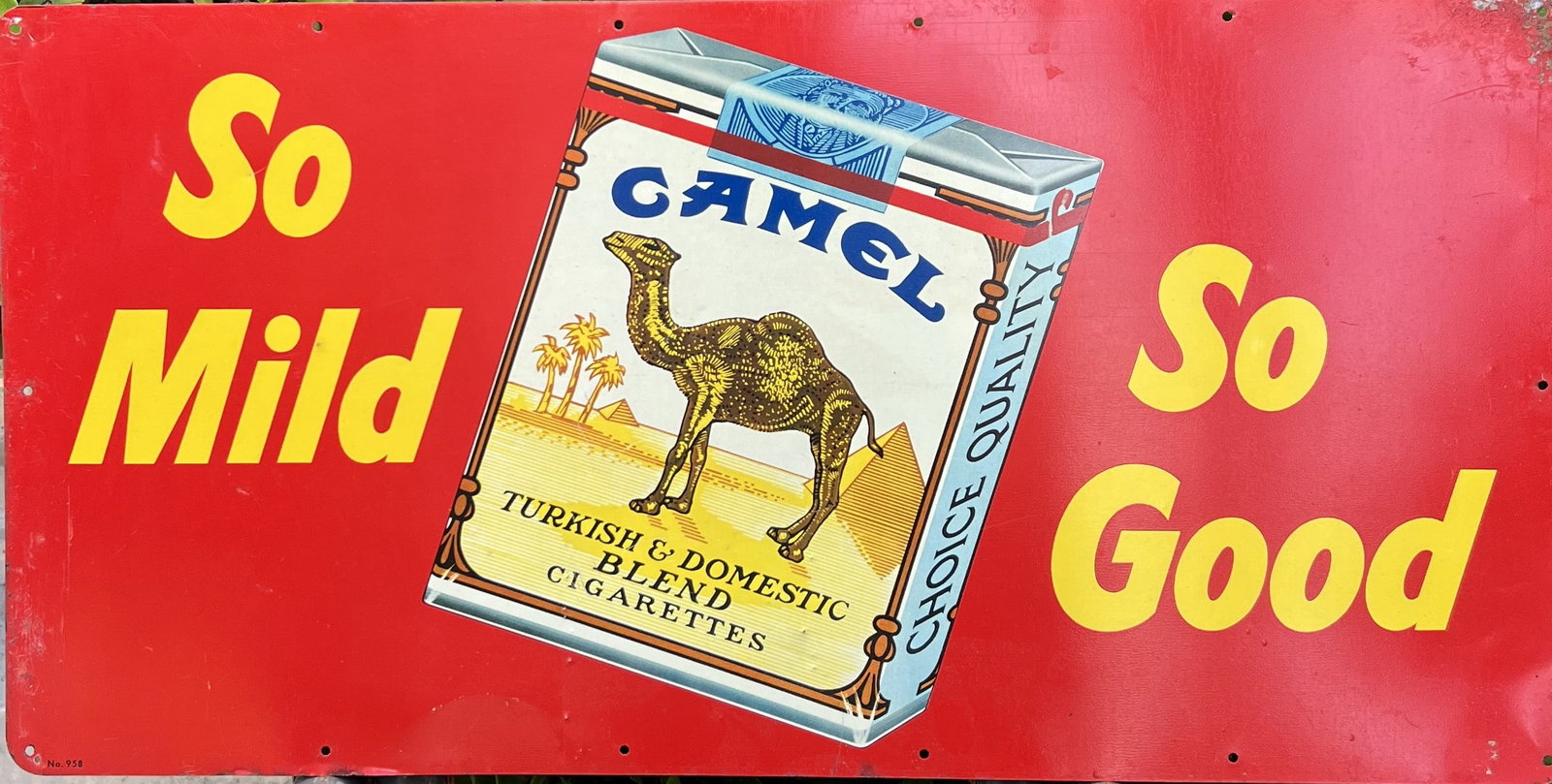 Vintage Camel Cigarettes Embossed Metal Sign ("So Mild So Good") (1 of 1)