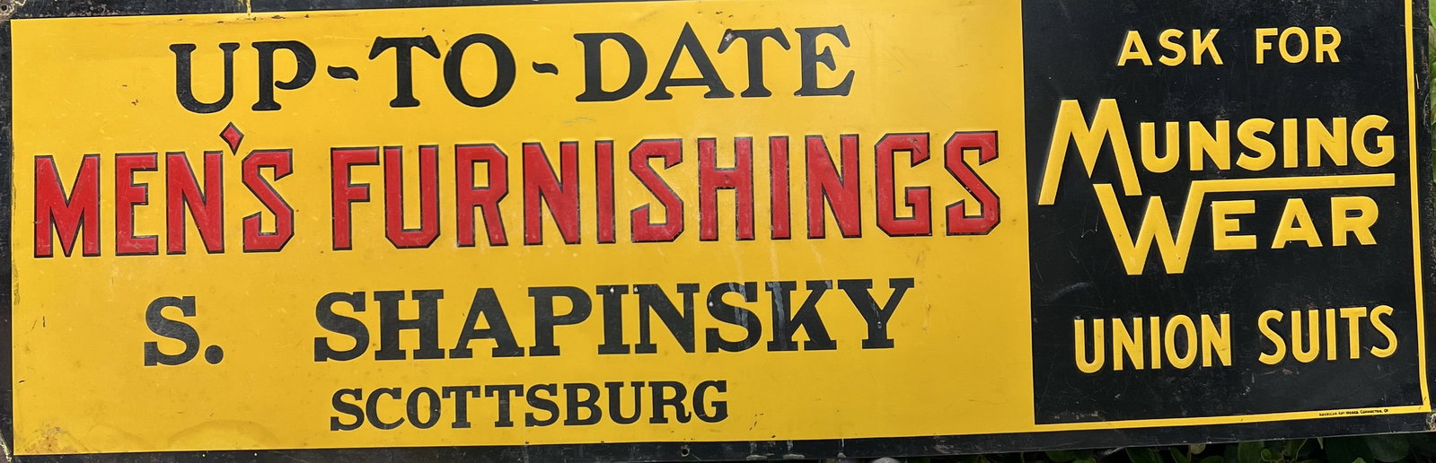 Vintage Munsingwear & S. Shapinsky Porcelain/Tinned Litho Flange Sign (1 of 1)