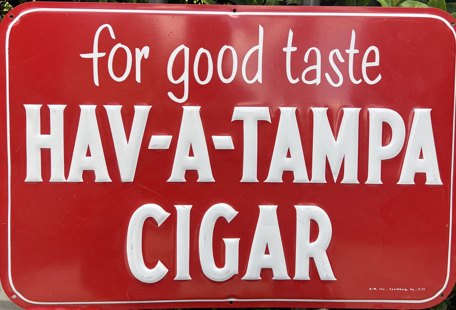 Vintage 1972 Hav-A-Tampa Cigar Embossed Metal Advertising Sign (1 of 1)