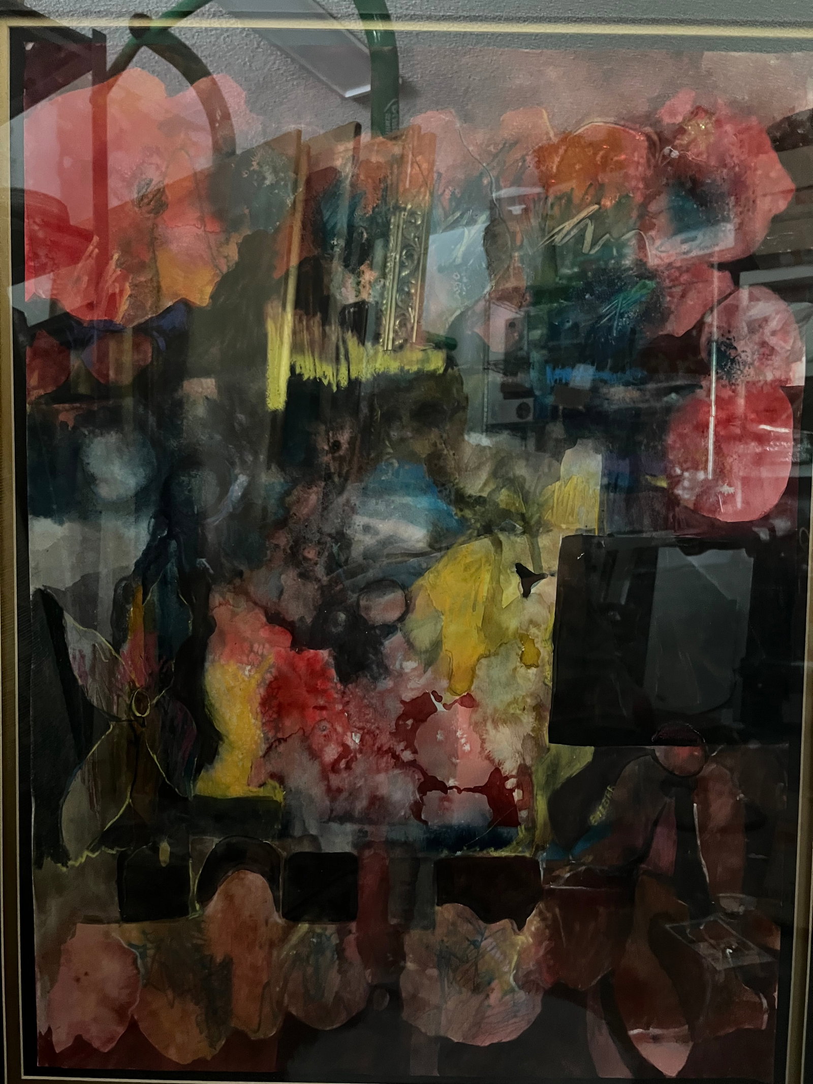 Kris Bieber Large Mixed Media Abstract Painting – Framed 41" x 49" (1 of 3)