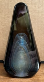 Tall, heavy studio art glass paperweight sculpture handcrafted by American glass artist Robert Eickh (1 of 3)