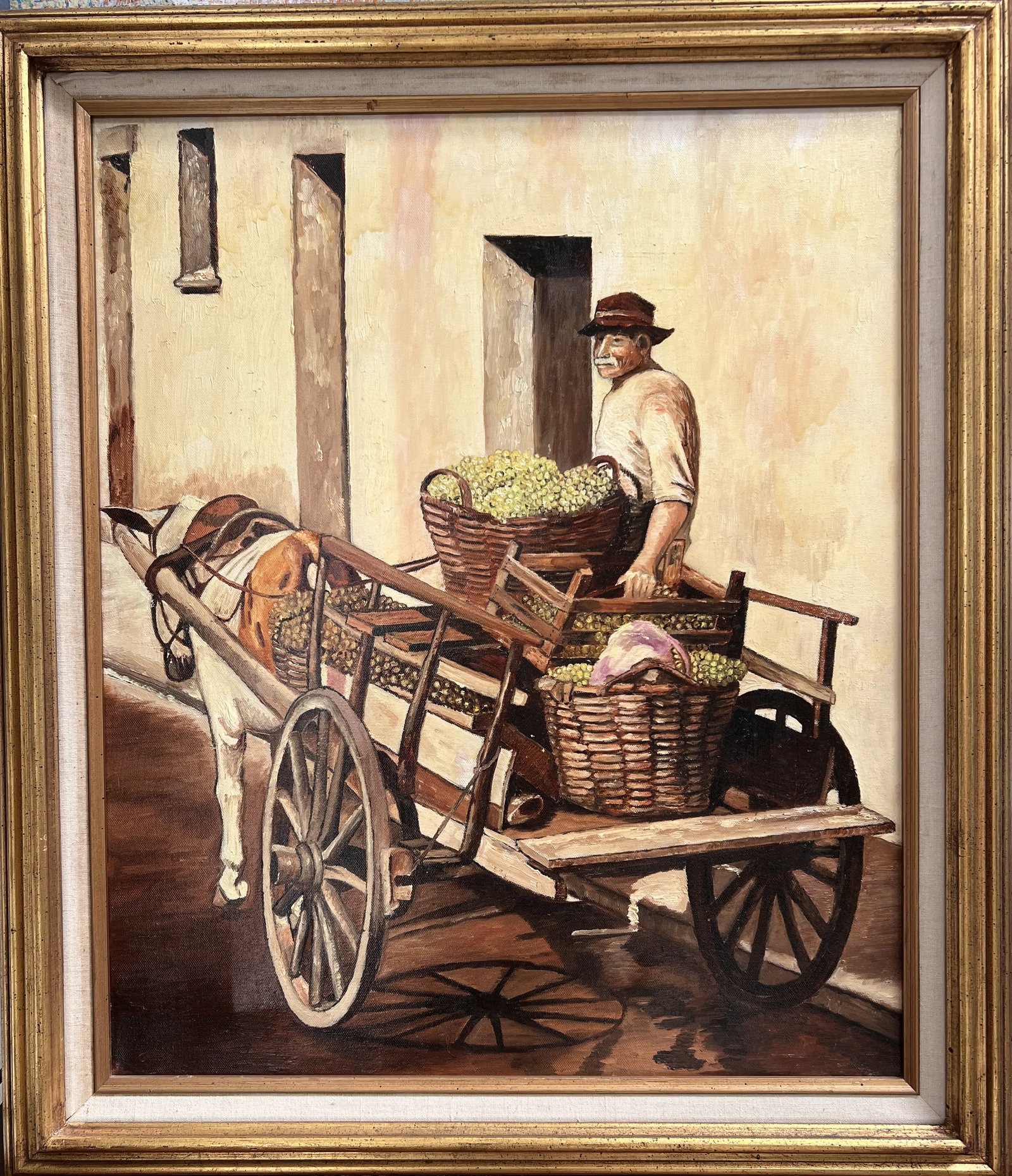 The Grape Merchant 29" x 25" Framed Oil on Canvas by Art Krug (1 of 2)