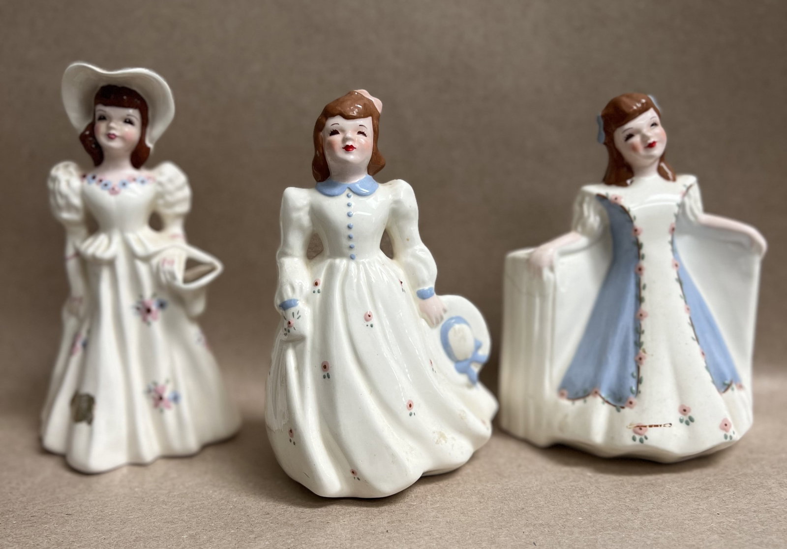 Vintage Mid-Century Ceramic Southern Belle Lady Planter Figurines - Set of 3 Florence Ceramics (1 of 3)