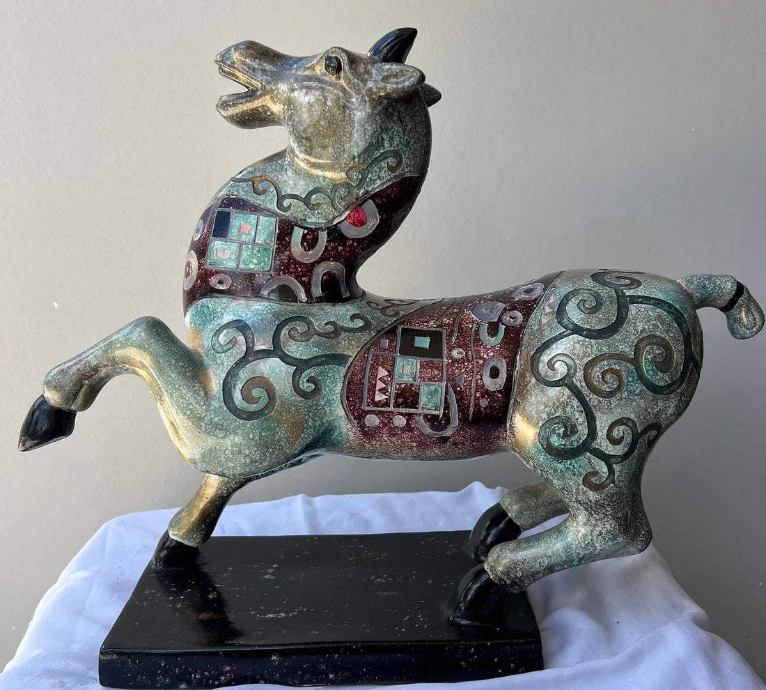 Mid-Century Modern Style Archaic Ceramic Horse Sculpture (1 of 4)