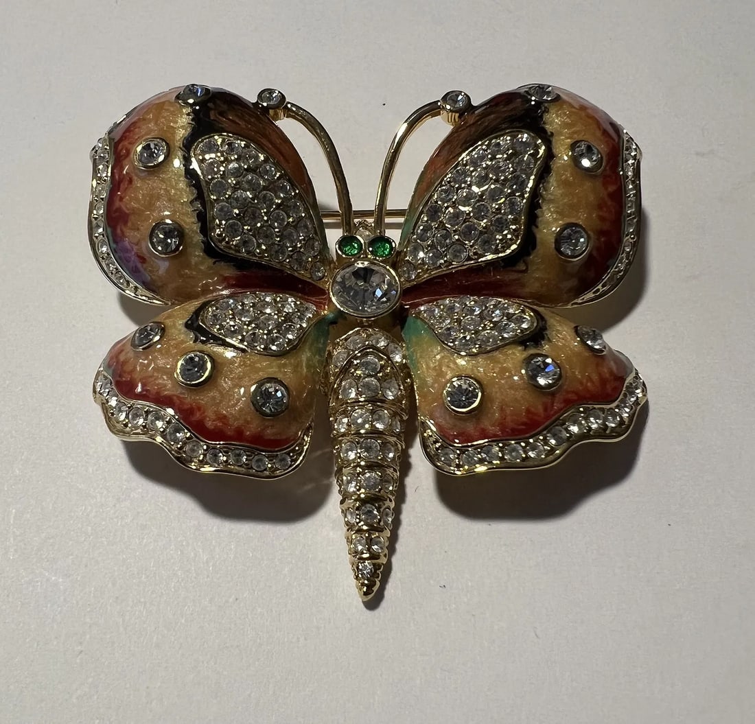Kenneth Jay Lane KJL Princess Butterfly Enamel Rhinestone Statement Brooch Pin (1 of 3)