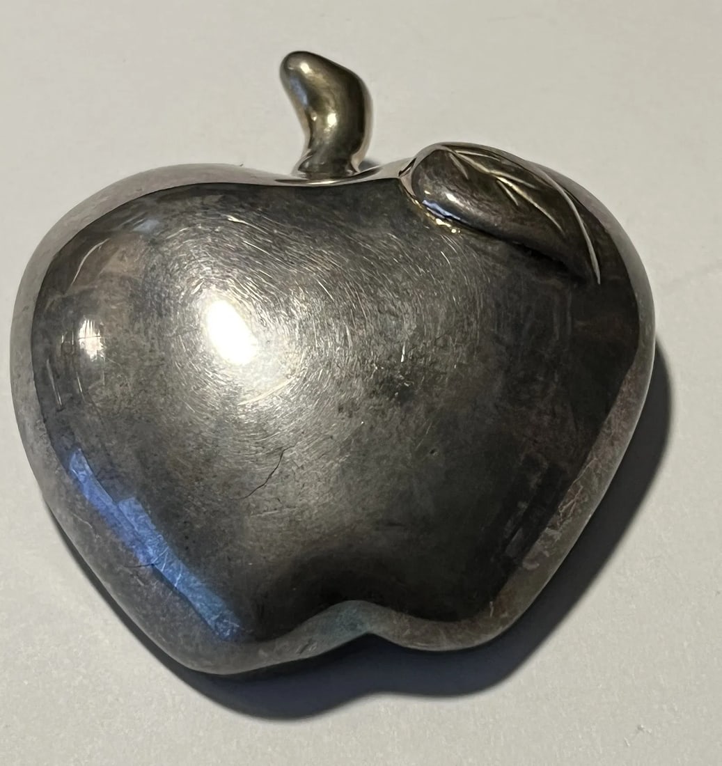 Vintage Frédéric Jean Duclos Signed 925 Sterling Silver Electroform Apple Brooch pin: This vintage piece is an electroform modernist sterling silver brooch by the award-winning French designer Frédéric Jean Duclos. Item Description Design: As shown , the brooch is realistically sculp