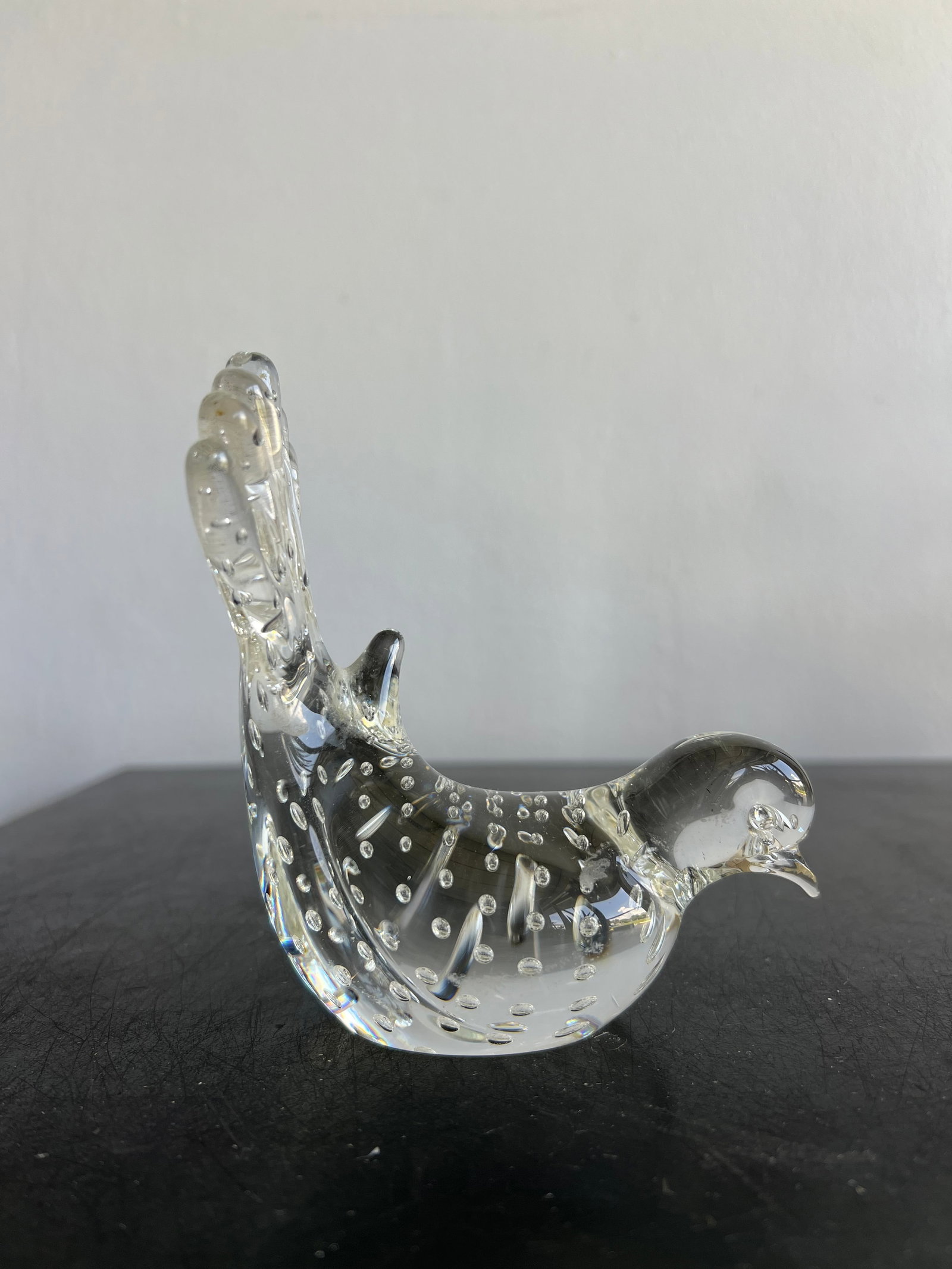 Authentic Salviati Murano Glass Bullicante Clear Crystal Dove Figurine with Original Label – 5" (1 of 3)