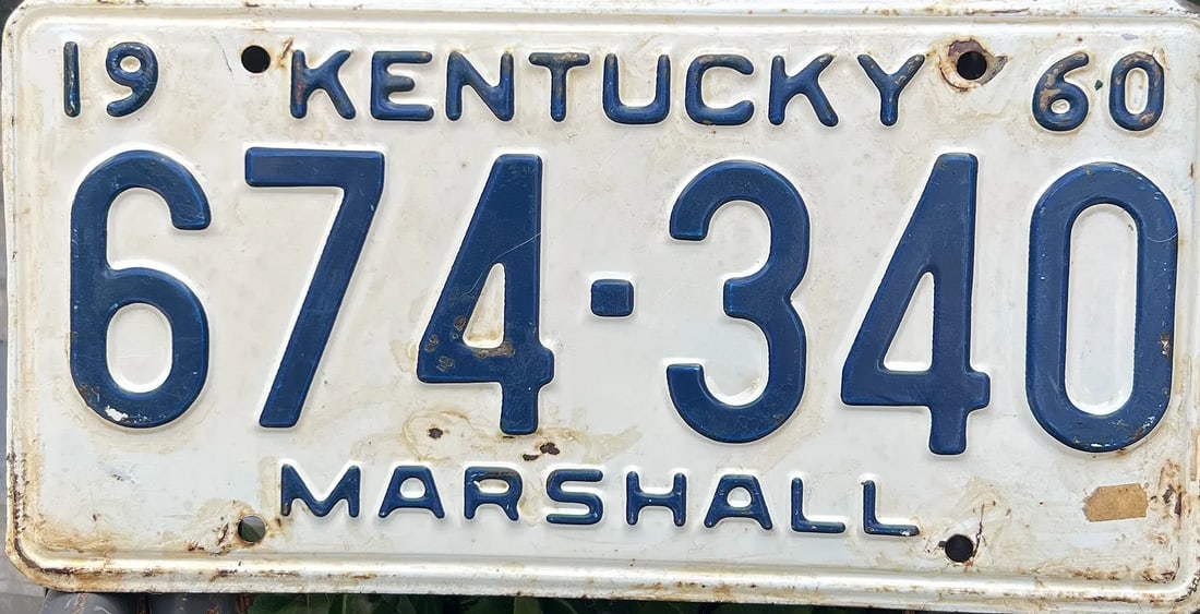 Vintage 1960 Kentucky License Plate (Marshall County) (1 of 1)