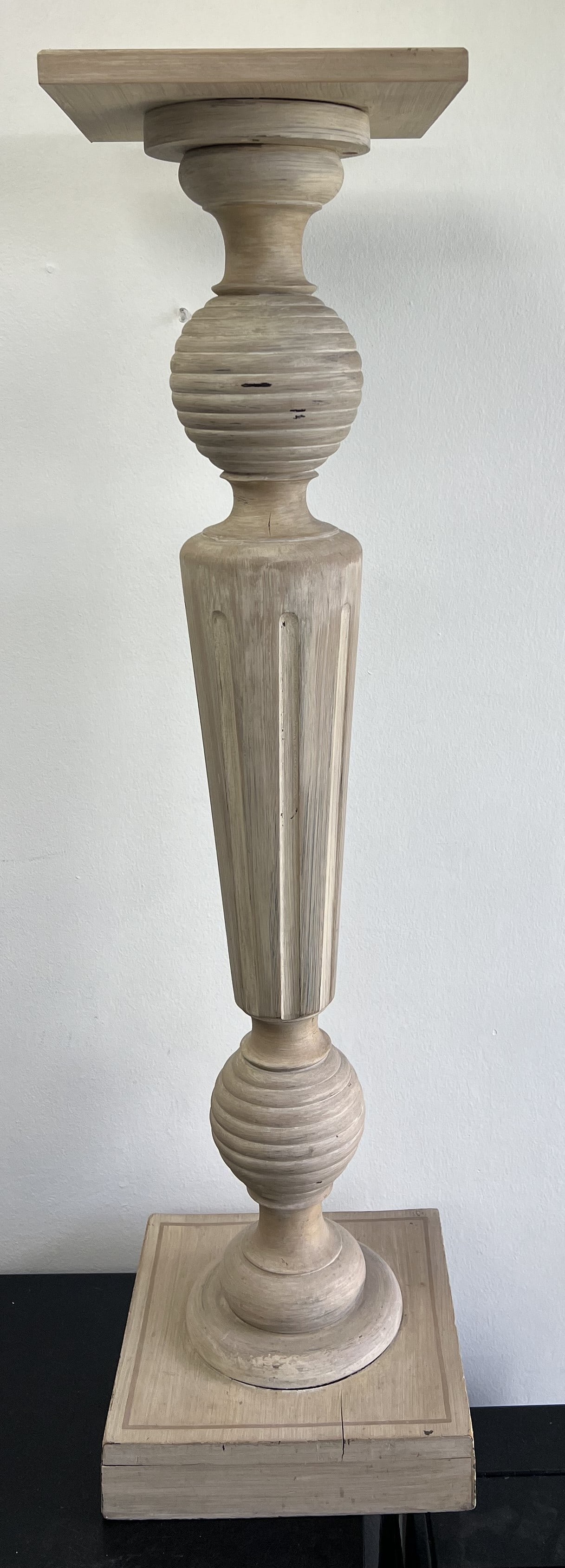 Vintage 38" Turn-of-the-Century Style Carved Wood Pedestal Plant Stand (1 of 1)