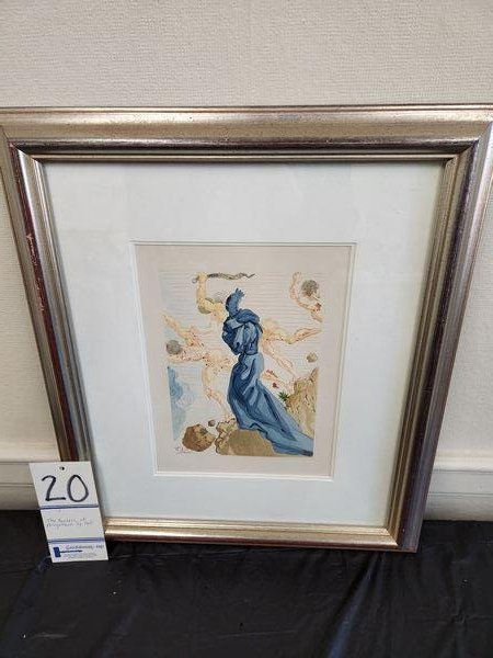 Salvador Dali The Borders of Phlegethon Engraving from the Divine Comedy: Salvador Dali (Spanish, 1904-1989), The Borders of Phlegethon, from the Divine Comedy, signed in the plate lower left, matted, glazed, and framed. 10" x 71/2" (image)22 1/2" x 19 3/4" (framed). Condit