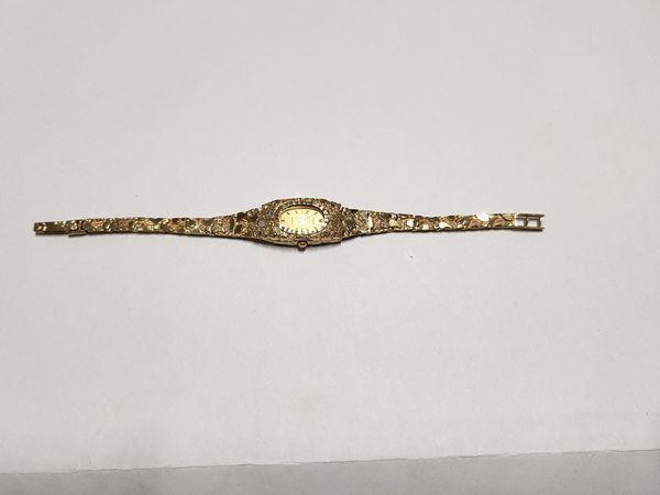 Ladies 18 K Gold Plated Nugget Wrist Watch (1 of 7)