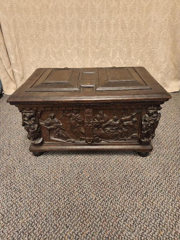 Carved Gothic Strong Box or Coffer, German, 16th c. (1 of 14)