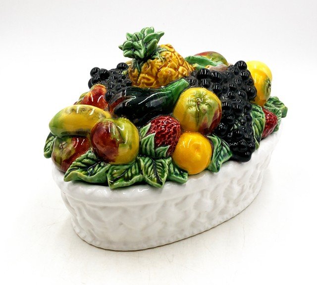 Rare Vintage Bordallo Pinheiro Fruit Basket Serving Dish Portugal (1 of 5)