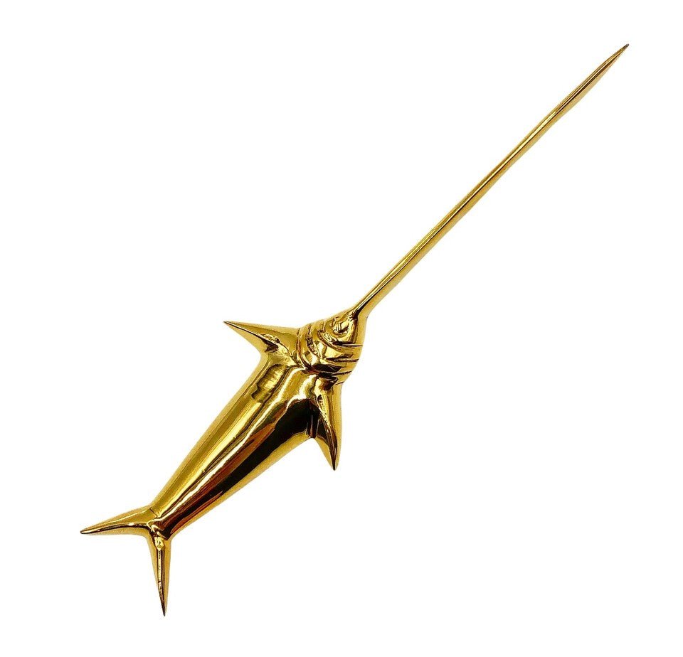 Solid brass sword fish design decorative letter opener (1 of 1)
