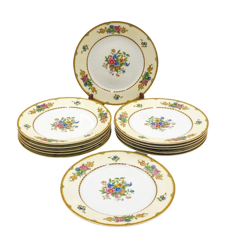 Vintage set of 12 botanical china plates â€œElysian” pattern by Noritake. (1 of 1)