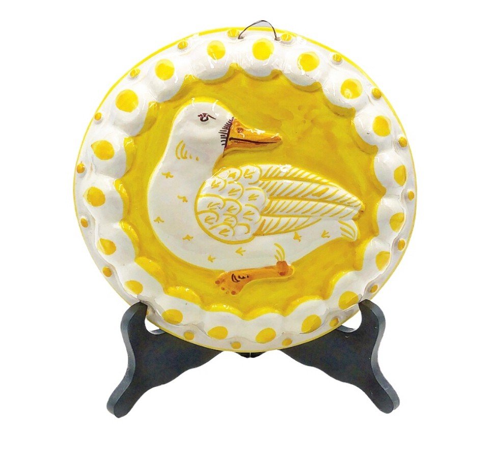 Rare 1970s Italian hand painted stamped wall mounted decorative jello or bakers mold (1 of 4)