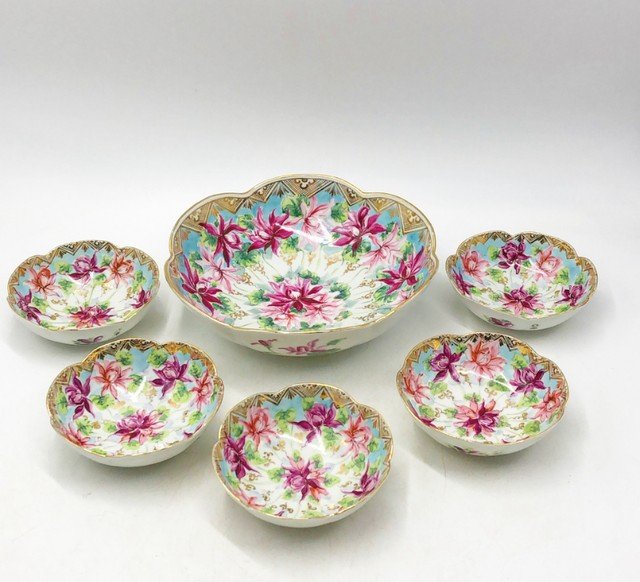 Hand painted 19th century desert set. (1 of 4)