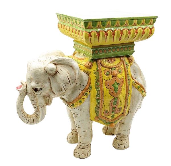 Fabulous rare Italian ceramic velvet elephant garden stool: Fabulous rare Italian ceramic velvet elephant garden stool / small side table. Glazed finish in Italian ceramic. Great colors! Top and glass eyes have been re-glued by the former owner see photos. Sid