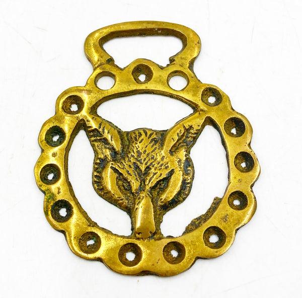 Vintage solid brass fox head horse medallion.Ê (1 of 2)