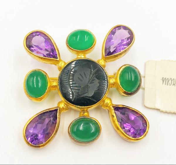 Stunning heavy vintage 90s brooch from Neiman Marcus. Original tag still attached. (1 of 4)